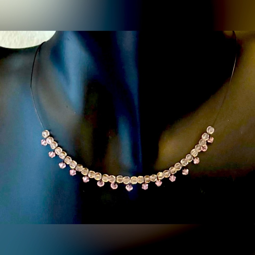 Vintage Pink Crystal Choker Necklace 
Never Worn